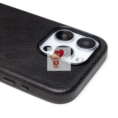 Чехол-накладка для Apple iPhone 15 Pro Натуральная кожа (черный) Cellis SM031 SafeMag