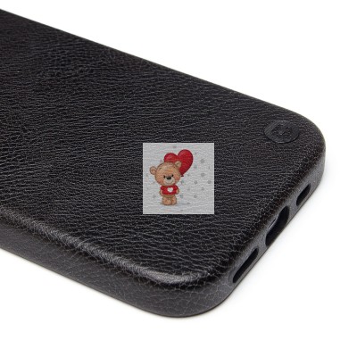 Чехол-накладка для Apple iPhone 15 Pro Натуральная кожа (черный) Cellis SM031 SafeMag