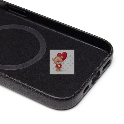 Чехол-накладка для Apple iPhone 15 Pro Натуральная кожа (черный) Cellis SM031 SafeMag