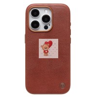 Чехол-накладка для Apple iPhone 15 Pro Натуральная кожа (коричневый) Cellis SM031 SafeMag