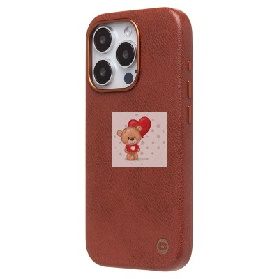 Чехол-накладка для Apple iPhone 15 Pro Натуральная кожа (коричневый) Cellis SM031 SafeMag