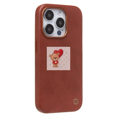 Чехол-накладка для Apple iPhone 15 Pro Натуральная кожа (коричневый) Cellis SM031 SafeMag