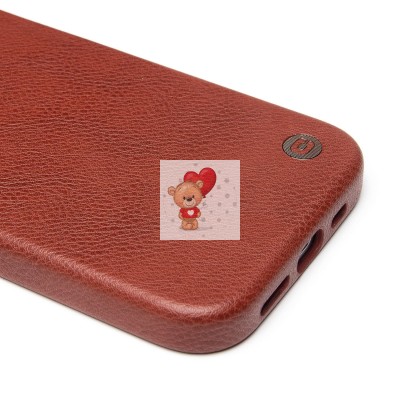 Чехол-накладка для Apple iPhone 15 Pro Натуральная кожа (коричневый) Cellis SM031 SafeMag