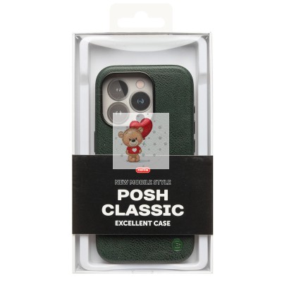 Чехол-накладка для Apple iPhone 15 Pro Натуральная кожа (темно-зеленый) Cellis SM031 SafeMag