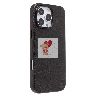 Чехол-накладка для Apple iPhone 16 Pro Max Натуральная кожа (черный) Cellis SM031 SafeMag