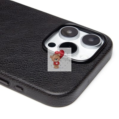 Чехол-накладка для Apple iPhone 16 Pro Max Натуральная кожа (черный) Cellis SM031 SafeMag