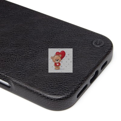 Чехол-накладка для Apple iPhone 16 Pro Max Натуральная кожа (черный) Cellis SM031 SafeMag