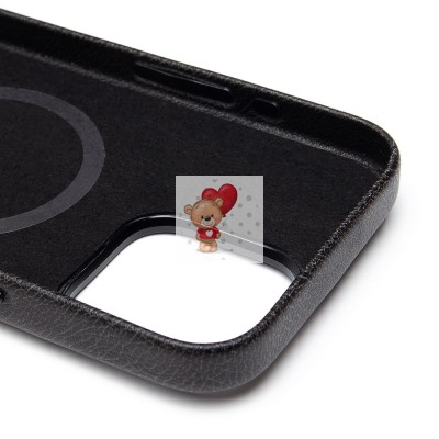 Чехол-накладка для Apple iPhone 16 Pro Max Натуральная кожа (черный) Cellis SM031 SafeMag