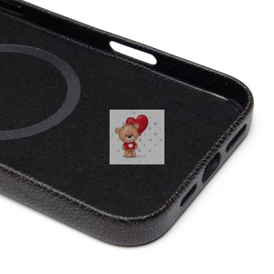 Чехол-накладка для Apple iPhone 16 Pro Max Натуральная кожа (черный) Cellis SM031 SafeMag