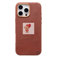 Чехол-накладка для Apple iPhone 16 Pro Max Натуральная кожа (коричневый) Cellis SM031 SafeMag