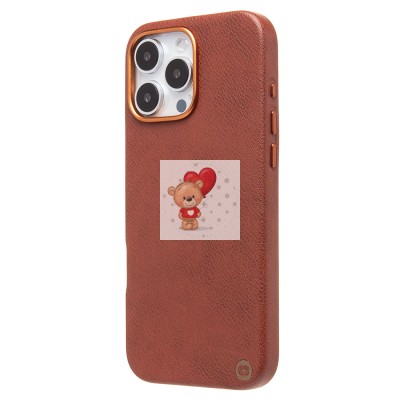 Чехол-накладка для Apple iPhone 16 Pro Max Натуральная кожа (коричневый) Cellis SM031 SafeMag