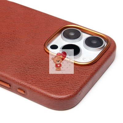 Чехол-накладка для Apple iPhone 16 Pro Max Натуральная кожа (коричневый) Cellis SM031 SafeMag