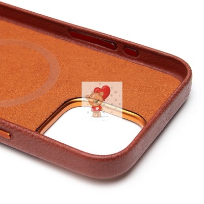 Чехол-накладка для Apple iPhone 16 Pro Max Натуральная кожа (коричневый) Cellis SM031 SafeMag