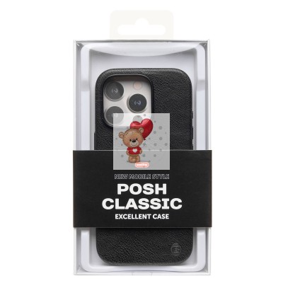 Чехол-накладка для Apple iPhone 16 Pro Натуральная кожа (черный) Cellis SM031 SafeMag