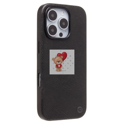 Чехол-накладка для Apple iPhone 16 Pro Натуральная кожа (черный) Cellis SM031 SafeMag