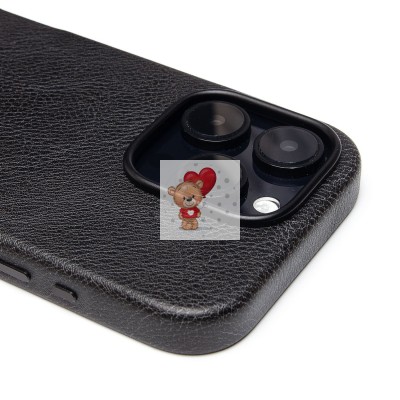 Чехол-накладка для Apple iPhone 16 Pro Натуральная кожа (черный) Cellis SM031 SafeMag