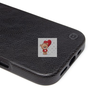 Чехол-накладка для Apple iPhone 16 Pro Натуральная кожа (черный) Cellis SM031 SafeMag