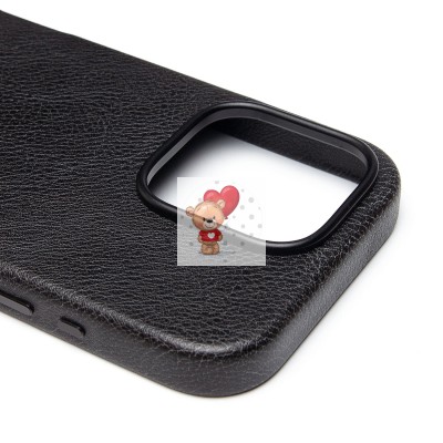 Чехол-накладка для Apple iPhone 16 Pro Натуральная кожа (черный) Cellis SM031 SafeMag