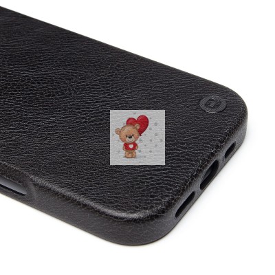 Чехол-накладка для Apple iPhone 16 Pro Натуральная кожа (черный) Cellis SM031 SafeMag