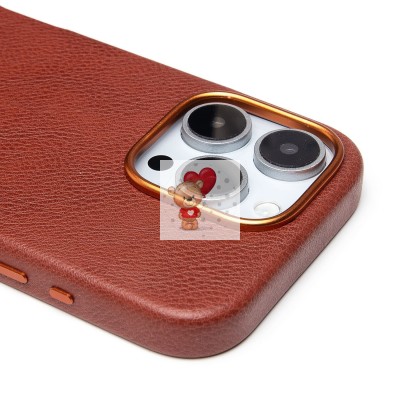 Чехол-накладка для Apple iPhone 16 Pro Натуральная кожа (коричневый) Cellis SM031 SafeMag