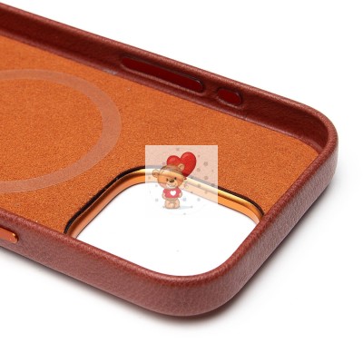 Чехол-накладка для Apple iPhone 16 Pro Натуральная кожа (коричневый) Cellis SM031 SafeMag