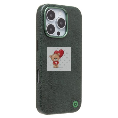 Чехол-накладка для Apple iPhone 16 Pro Натуральная кожа (темно-зеленый) Cellis SM031 SafeMag