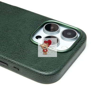 Чехол-накладка для Apple iPhone 16 Pro Натуральная кожа (темно-зеленый) Cellis SM031 SafeMag