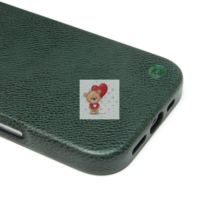 Чехол-накладка для Apple iPhone 16 Pro Натуральная кожа (темно-зеленый) Cellis SM031 SafeMag