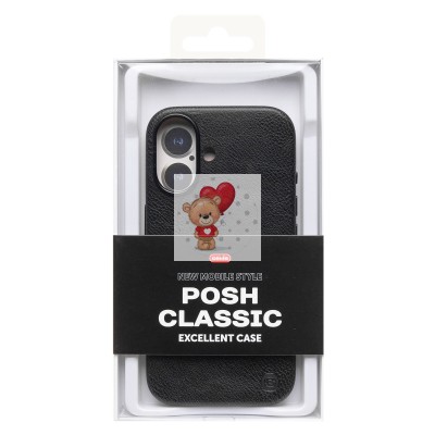 Чехол-накладка для Apple iPhone 16 Натуральная кожа (черный) Cellis SM031 SafeMag