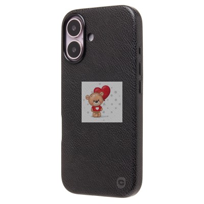 Чехол-накладка для Apple iPhone 16 Натуральная кожа (черный) Cellis SM031 SafeMag