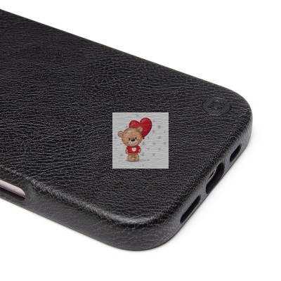 Чехол-накладка для Apple iPhone 16 Натуральная кожа (черный) Cellis SM031 SafeMag