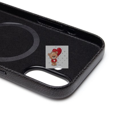 Чехол-накладка для Apple iPhone 16 Натуральная кожа (черный) Cellis SM031 SafeMag