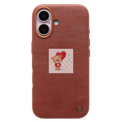 Чехол-накладка для Apple iPhone 16 Натуральная кожа (коричневый) Cellis SM031 SafeMag