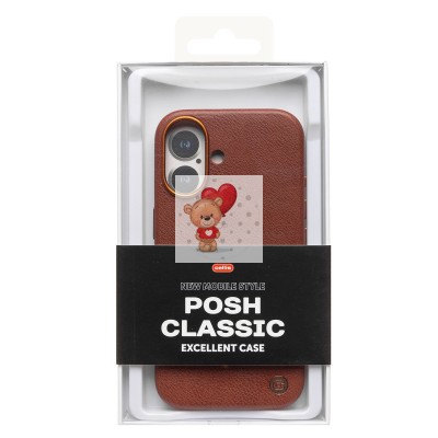 Чехол-накладка для Apple iPhone 16 Натуральная кожа (коричневый) Cellis SM031 SafeMag