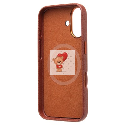 Чехол-накладка для Apple iPhone 16 Натуральная кожа (коричневый) Cellis SM031 SafeMag