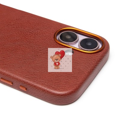 Чехол-накладка для Apple iPhone 16 Натуральная кожа (коричневый) Cellis SM031 SafeMag