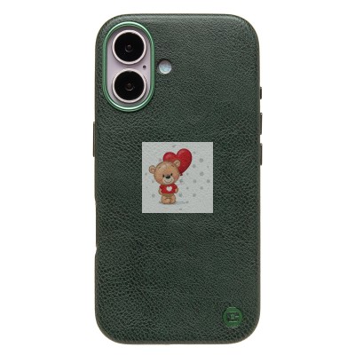 Чехол-накладка для Apple iPhone 16 Натуральная кожа (темно-зеленый) Cellis SM031 SafeMag