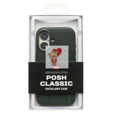 Чехол-накладка для Apple iPhone 16 Натуральная кожа (темно-зеленый) Cellis SM031 SafeMag