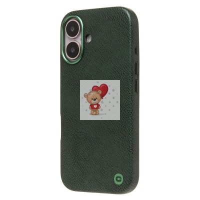 Чехол-накладка для Apple iPhone 16 Натуральная кожа (темно-зеленый) Cellis SM031 SafeMag