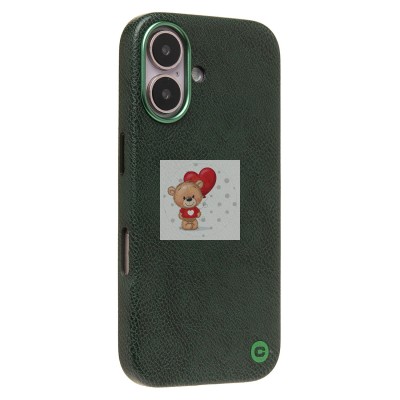 Чехол-накладка для Apple iPhone 16 Натуральная кожа (темно-зеленый) Cellis SM031 SafeMag