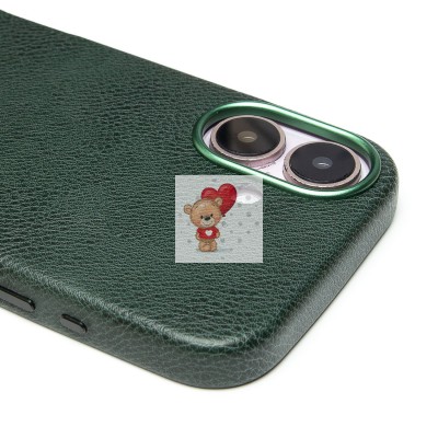 Чехол-накладка для Apple iPhone 16 Натуральная кожа (темно-зеленый) Cellis SM031 SafeMag