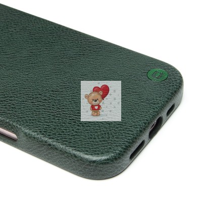 Чехол-накладка для Apple iPhone 16 Натуральная кожа (темно-зеленый) Cellis SM031 SafeMag