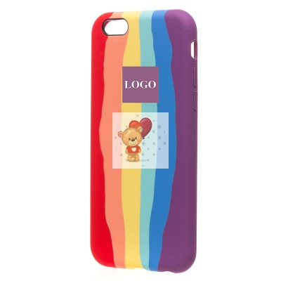 Чехол-накладка для Apple iPhone 6 (радужный) [ORG] Soft Touch