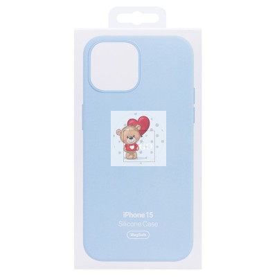 Чехол-накладка для Apple iPhone 15 (голубой) ORG Silicone Case SafeMag с анимацией
