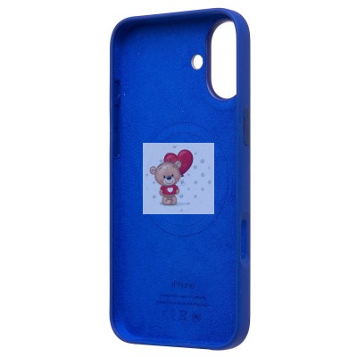 Чехол-накладка для Apple iPhone 16 Plus (бриллиантовый синий) ORG Silicone Case SafeMag с анимацией