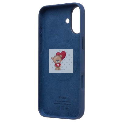 Чехол-накладка для Apple iPhone 16 Plus (темно-синий) ORG Silicone Case SafeMag с анимацией