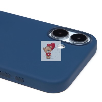 Чехол-накладка для Apple iPhone 16 Plus (темно-синий) ORG Silicone Case SafeMag с анимацией