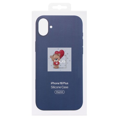 Чехол-накладка для Apple iPhone 16 Plus (темно-синий) ORG Silicone Case SafeMag с анимацией