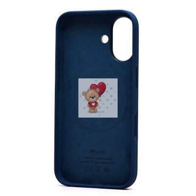 Чехол-накладка для Apple iPhone 16 (темно-синий) ORG Silicone Case SafeMag с анимацией