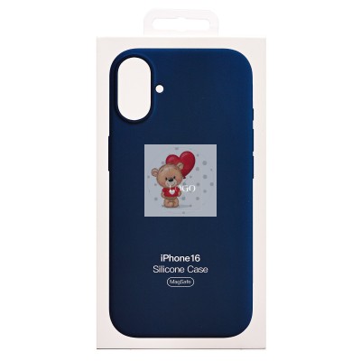 Чехол-накладка для Apple iPhone 16 (темно-синий) ORG Silicone Case SafeMag с анимацией